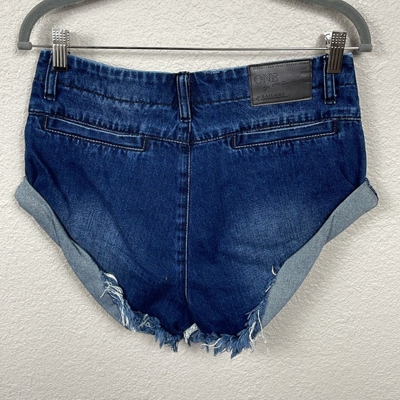 NWT One Teaspoon Sailors Low Rise Relaxed Fit Shorts Dark Wash Sz 26 - Picture 5 of 11